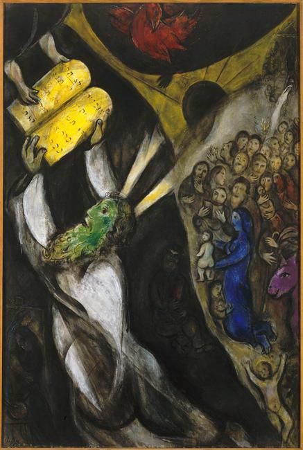 Marc Chagall's Contemporary Various Paintings - Moses receiving the Tablets of Law 2