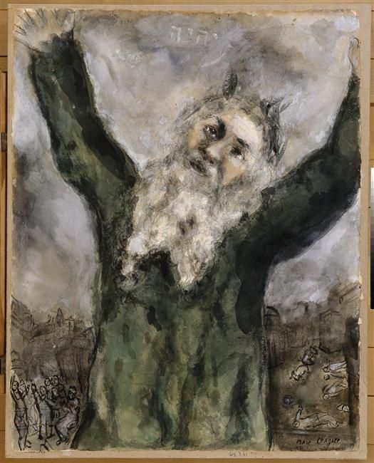 Marc Chagall's Contemporary Various Paintings - Moses spreads death among the Egyptians
