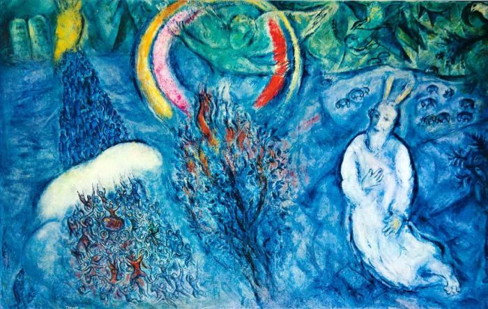 Marc Chagall's Contemporary Various Paintings - Moses with the Burning Bush