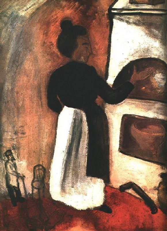 Marc Chagall's Contemporary Various Paintings - Mother by the oven