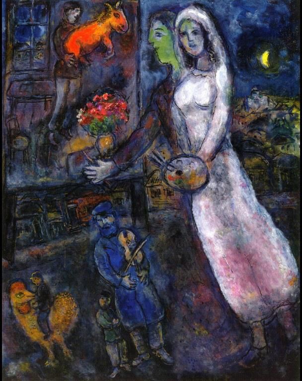 Marc Chagall's Contemporary Various Paintings - Newlyweds and Violinist