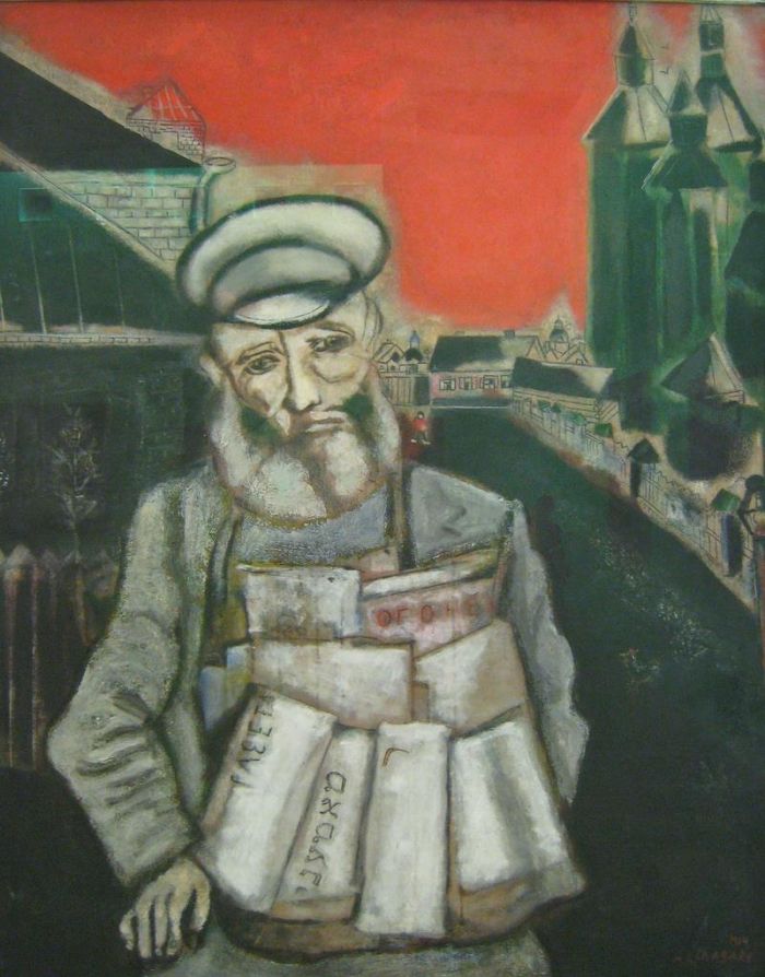 Marc Chagall's Contemporary Various Paintings - Newspaper Seller