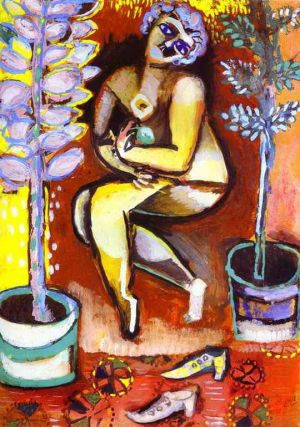 Contemporary Paintings - Nude with flowers