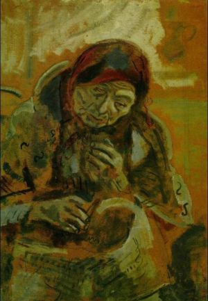 Contemporary Paintings - Old Woman with a Ball of Yarn
