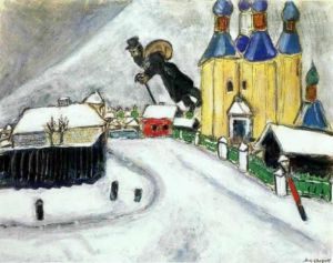 Contemporary Artwork by Marc Chagall - Over Vitebsk oil gouache pencil and ink on paper