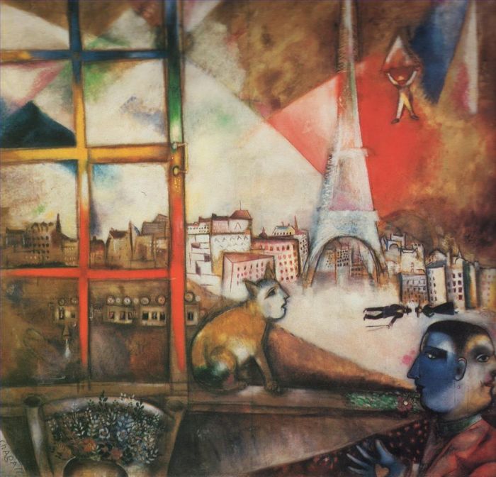 Marc Chagall's Contemporary Various Paintings - Paris through the Window