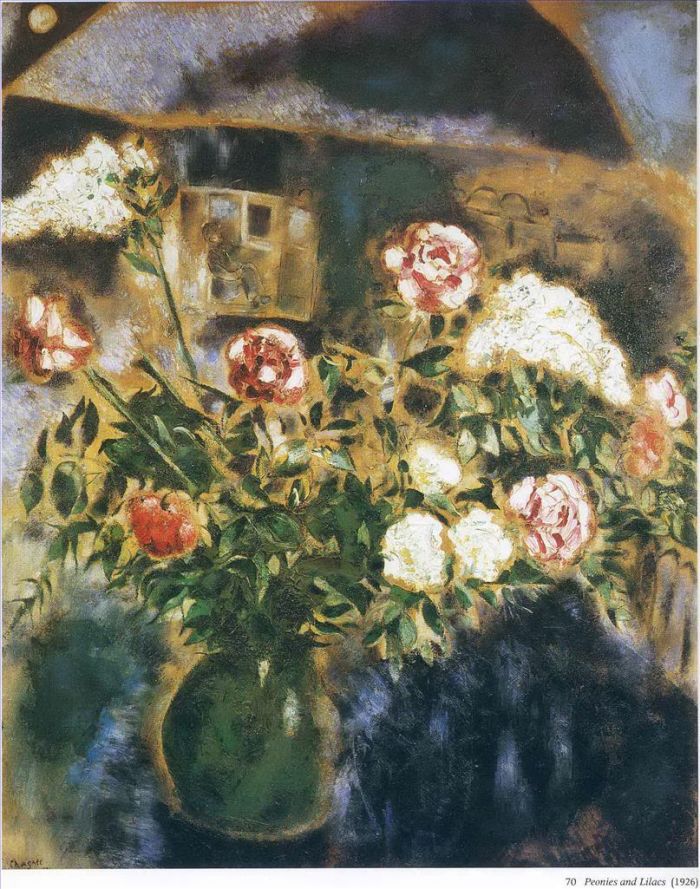 Marc Chagall's Contemporary Various Paintings - Peonies and lilacs