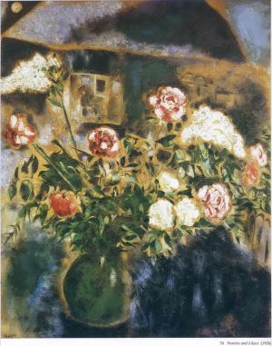 Contemporary Artwork by Marc Chagall - Peonies and lilacs
