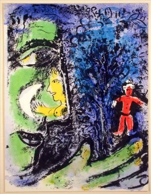 Contemporary Artwork by Marc Chagall - Profile and Red Child