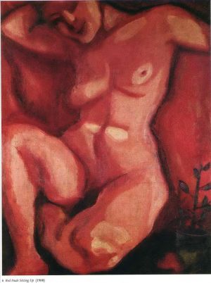 Contemporary Paintings - Red Nude Sitting Up