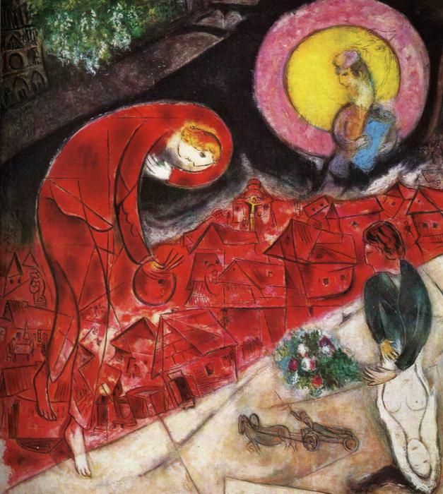 Marc Chagall's Contemporary Various Paintings - Red Roofs
