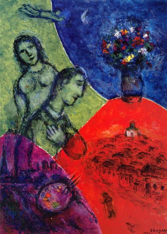 Marc Chagall's Contemporary Various Paintings - Self Portrait with Bouquet