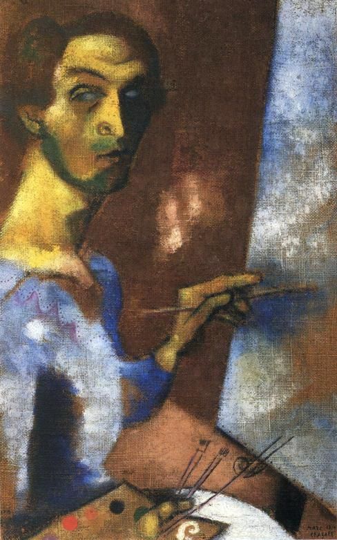 Marc Chagall's Contemporary Various Paintings - Self Portrait with Easel