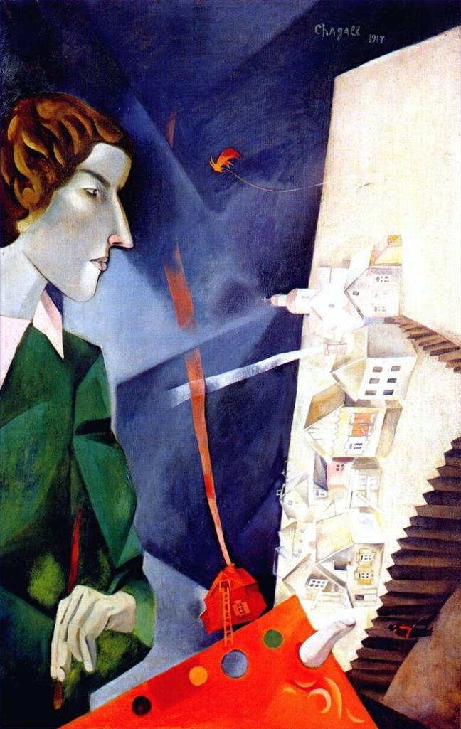 Marc Chagall's Contemporary Various Paintings - Self portrait with palette