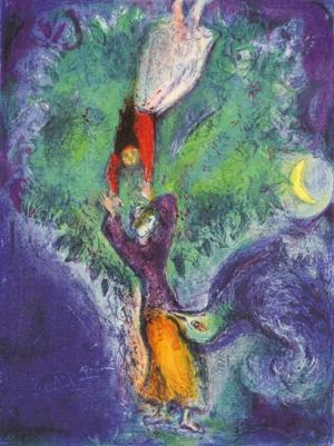Contemporary Artwork by Marc Chagall - So she came down from the tree