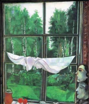 Contemporary Paintings - SummerHouse Window tempera on paper