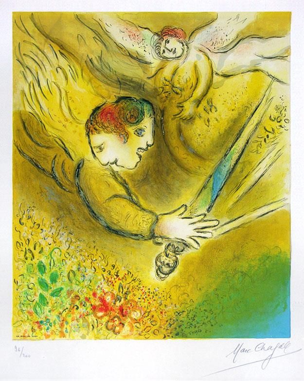 Marc Chagall's Contemporary Various Paintings - The Angel of Judgment lithograph