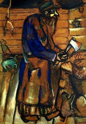 Contemporary Artwork by Marc Chagall - The Butcher Old man gouache on paper