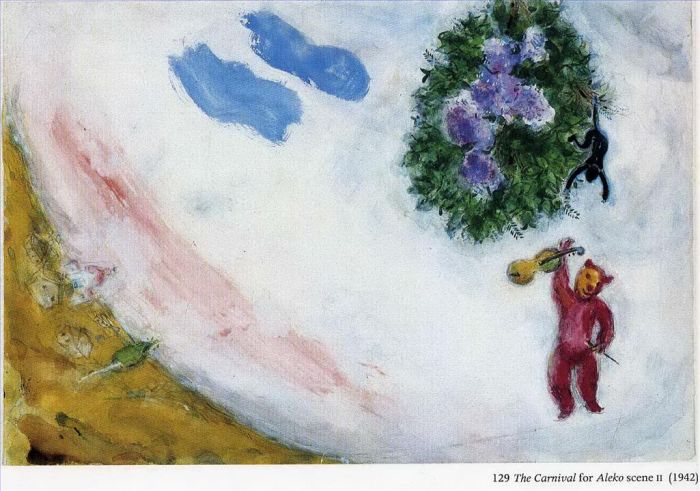 Marc Chagall's Contemporary Various Paintings - The Carnival scene II of the Ballet Aleko