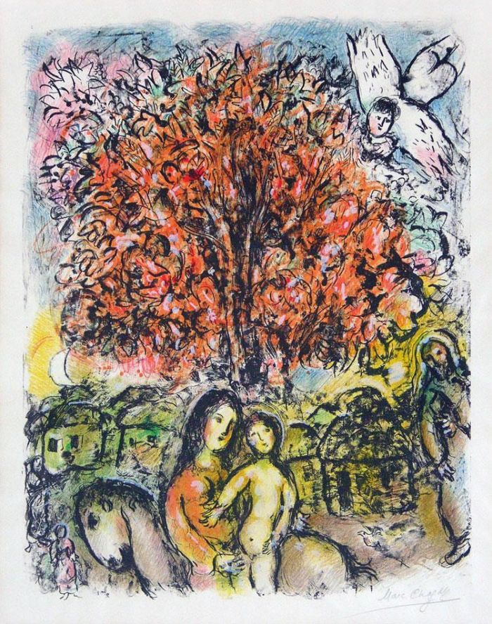 Marc Chagall's Contemporary Various Paintings - The Holy Family color lithograph