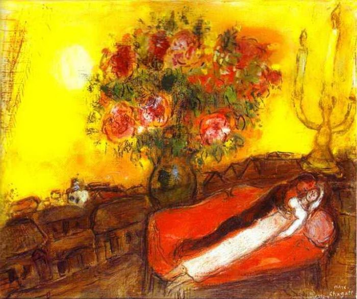Marc Chagall's Contemporary Various Paintings - The Sky inflames