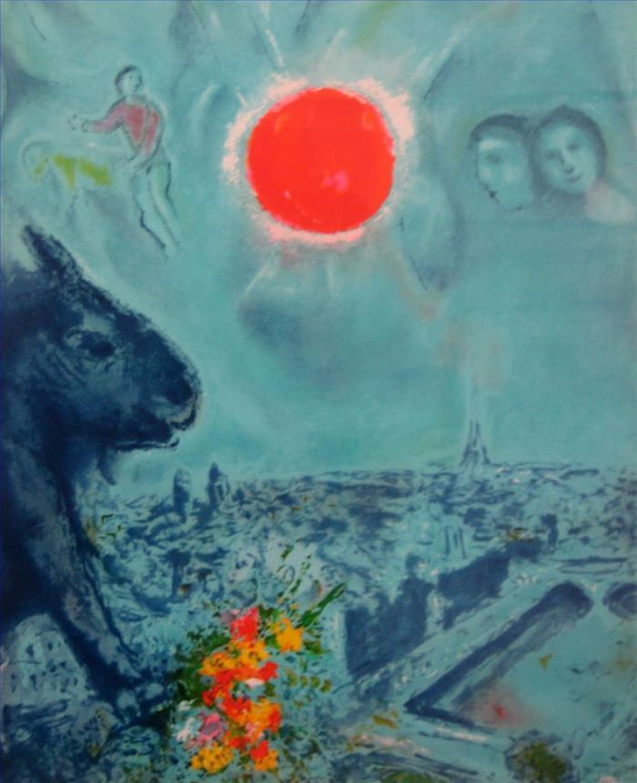 Marc Chagall's Contemporary Various Paintings - The Sun Over Paris