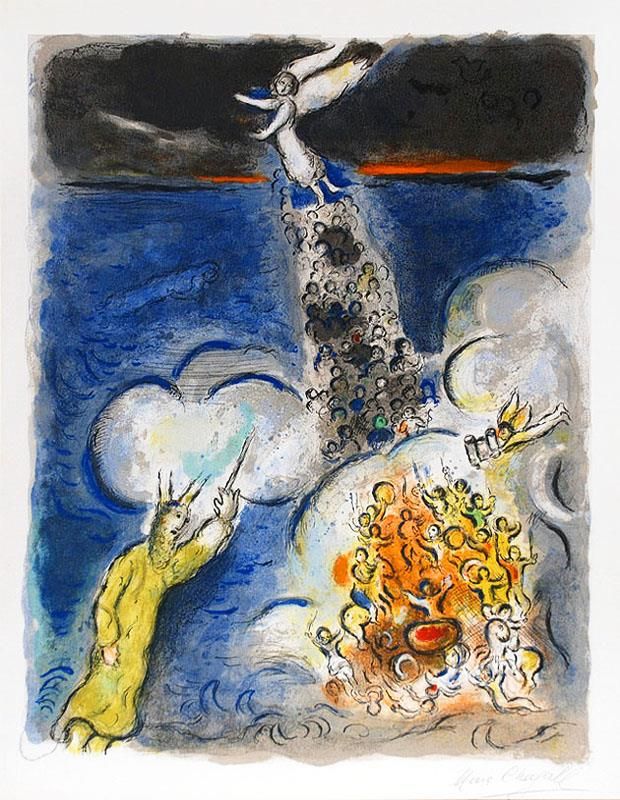 Marc Chagall's Contemporary Various Paintings - The Train Crossed the Red Sea from Exodus