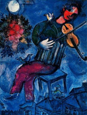 Contemporary Artwork by Marc Chagall - The blue fiddler