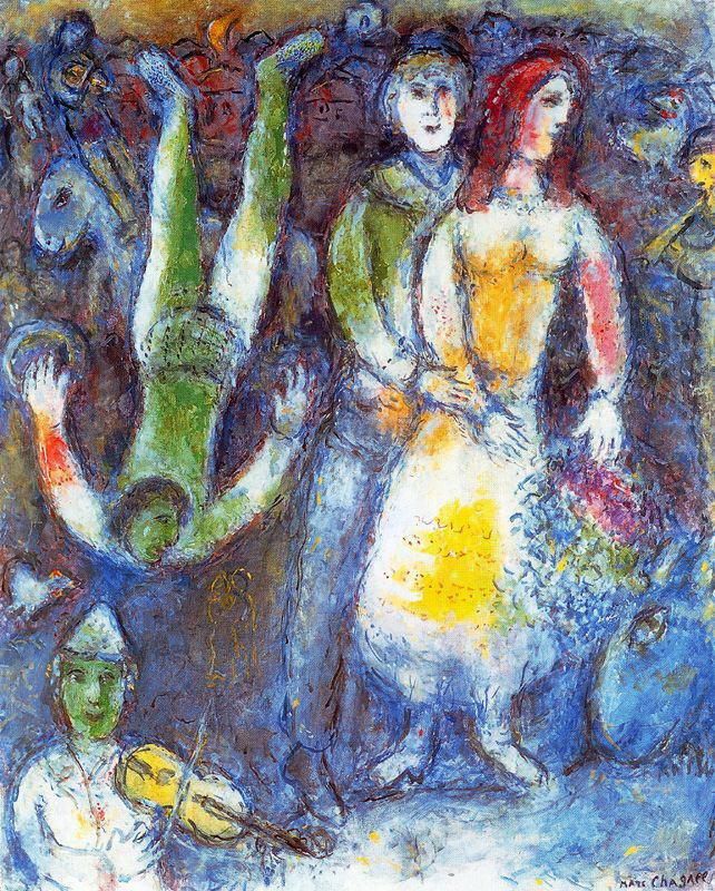 Marc Chagall's Contemporary Various Paintings - The flying clown