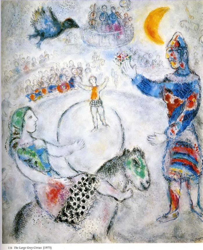 Marc Chagall's Contemporary Various Paintings - The large gray circus