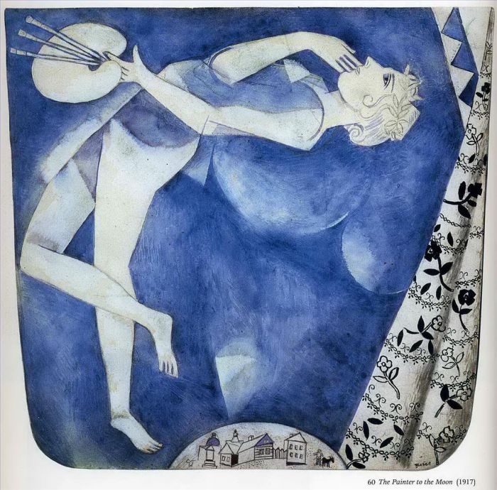 Marc Chagall's Contemporary Various Paintings - The painter to the moon