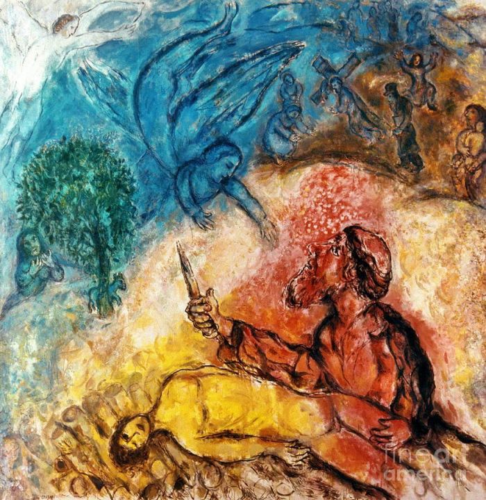 Marc Chagall's Contemporary Various Paintings - The sacrifice of Isaac