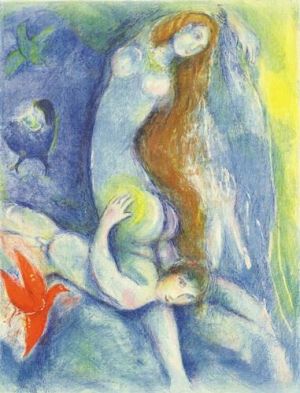 Contemporary Artwork by Marc Chagall - Then he spent the night with her