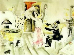 Contemporary Artwork by Marc Chagall - Visit to grandparents