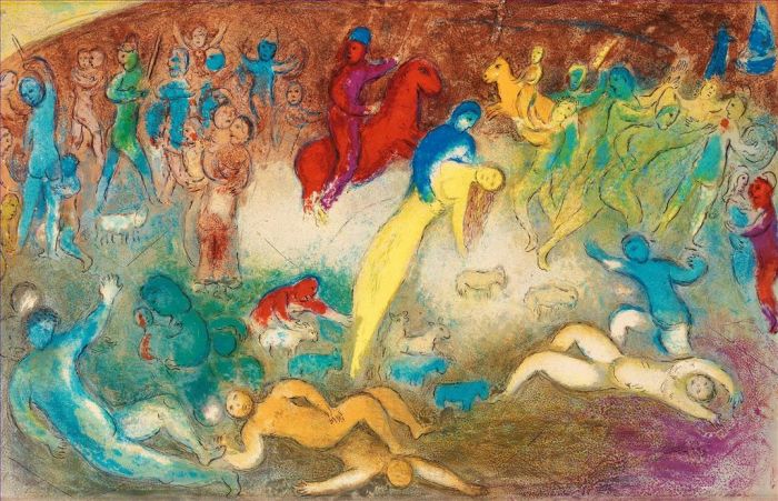 Marc Chagall's Contemporary Various Paintings - Nudes in water