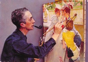 Contemporary Artwork by Norman Rockwell - Portrait of norman rockwell painting the soda jerk 1953
