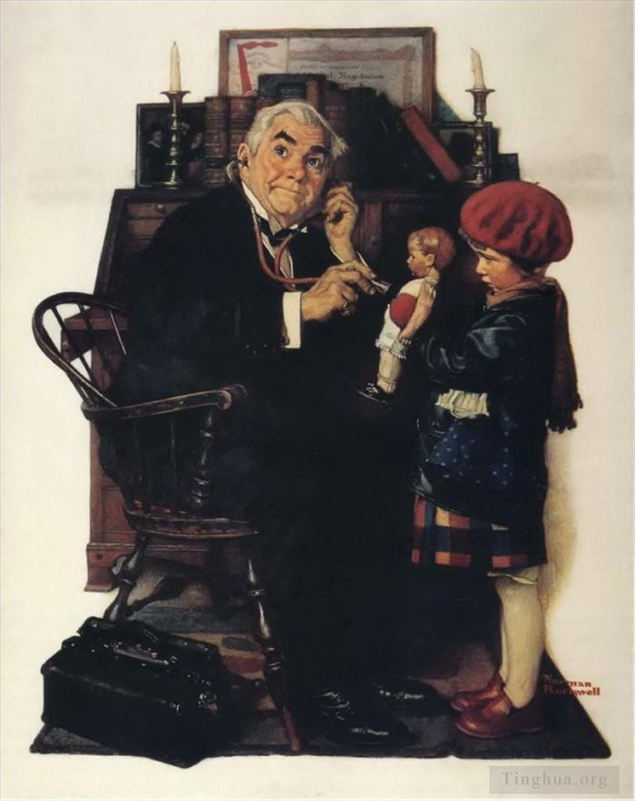 Norman Rockwell's Contemporary Various Paintings - Doctor and Doll