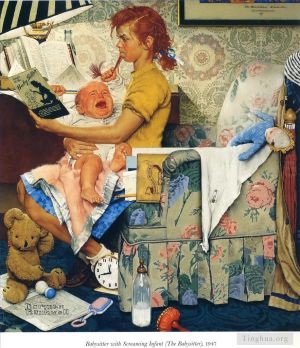 Contemporary Artwork by Norman Rockwell - Babysitter