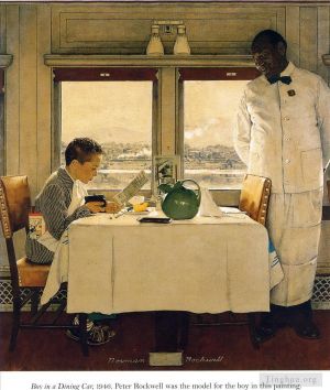 Contemporary Artwork by Norman Rockwell - Boy in a dining car 1947