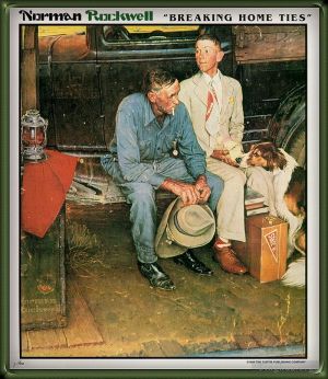 Contemporary Artwork by Norman Rockwell - Breaking home ties 1954