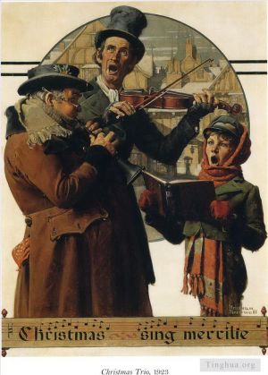 Contemporary Artwork by Norman Rockwell - Christmas trio