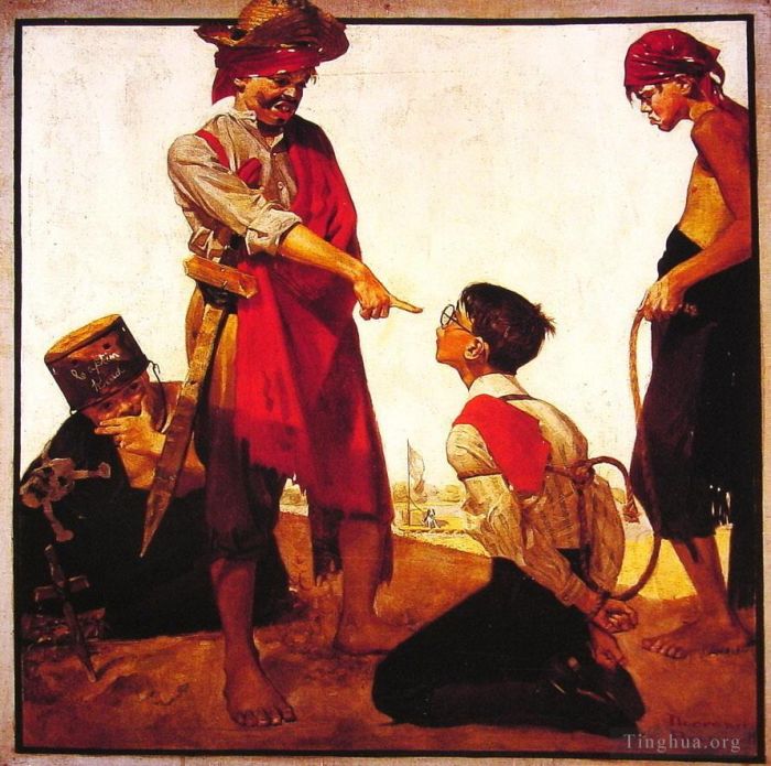 Norman Rockwell's Contemporary Various Paintings - Cousin reginald plays pirate 1917