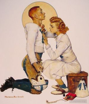Contemporary Artwork by Norman Rockwell - Football hero 1955