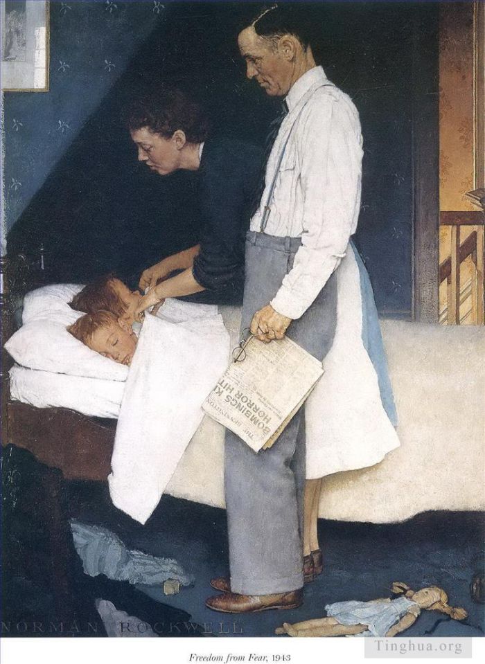 Norman Rockwell's Contemporary Various Paintings - Freedom from fear 1943