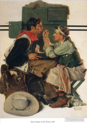 Contemporary Artwork by Norman Rockwell - Gary cooper as the texan 1930