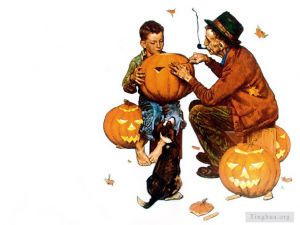 Contemporary Artwork by Norman Rockwell - Ghostly gourds