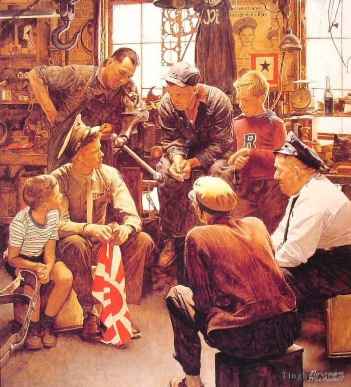 Norman Rockwell's Contemporary Various Paintings - Homecoming marine 1945