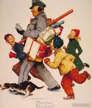 Contemporary Artwork by Norman Rockwell - Jolly postman