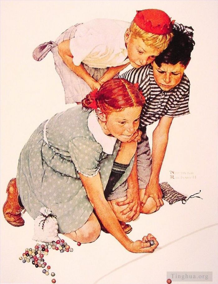 Norman Rockwell's Contemporary Various Paintings - Marble champion 1939