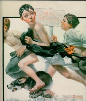 Contemporary Artwork by Norman Rockwell - No swimming